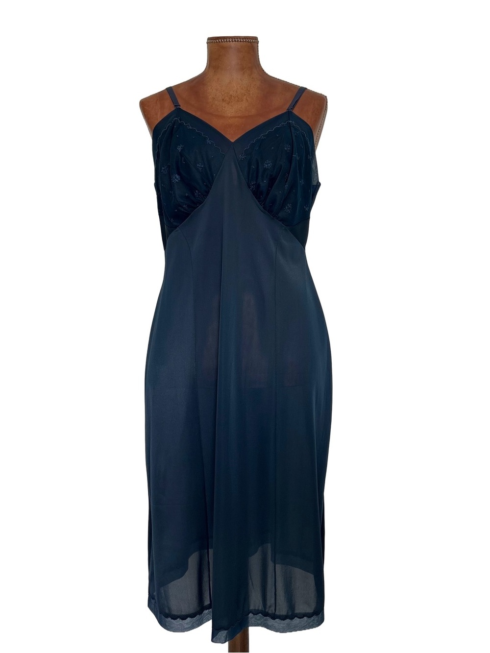 Seamprufe Vintage 1950s Navy Blue
Nylon Slip Dress Size 34